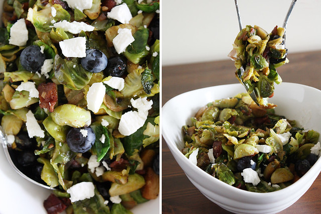 balsamic brussels sprouts salad with bacon + blueberries // Girl Versus Dough