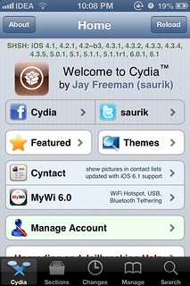 Cydia on iOS 6.1 - Tethered jailbreak