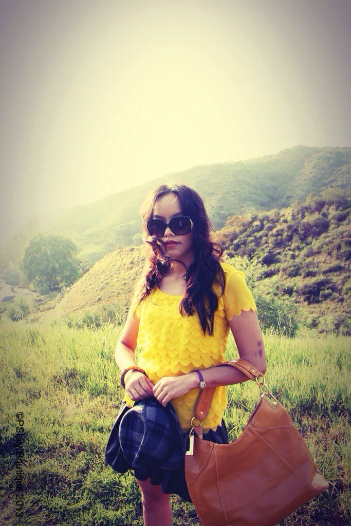 yellow hm scalloped top, instagram-pslilyboutique, los angeles fashion blogger
