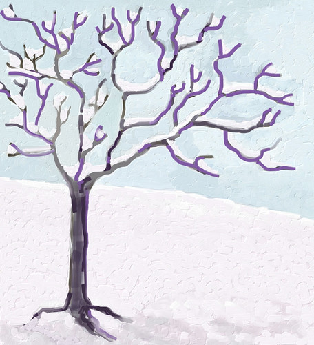 Snow and Tree (Digital Impasto) Day 3 FInal by randubnick