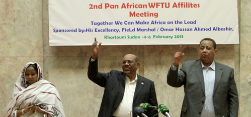 A Pan-African Conference on Trade Union in Sudan. President Bashir Hassan al-Bashir standing in attention. by Pan-African News Wire File Photos
