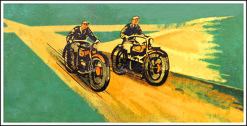 1930's motorcycle graphic pulled from a beat-up tin goggle box by bullittmcqueen