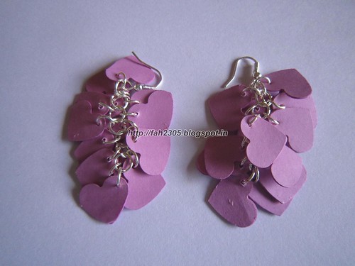 Handmade Jewelry - Paper Punch Earrings (Heart Hanging) (2) by fah2305