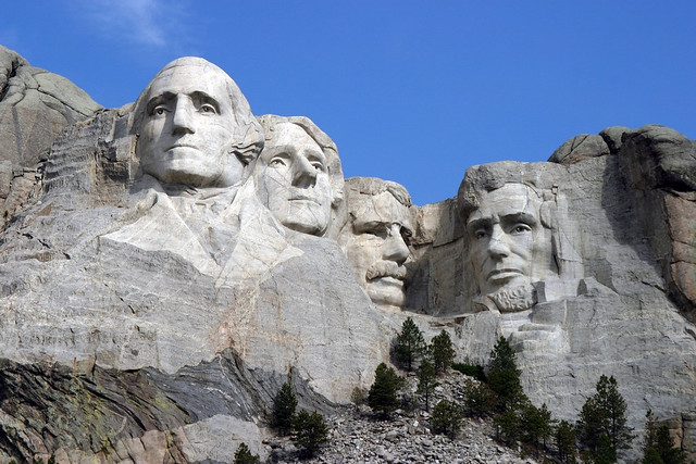 Presidents carved in stone.