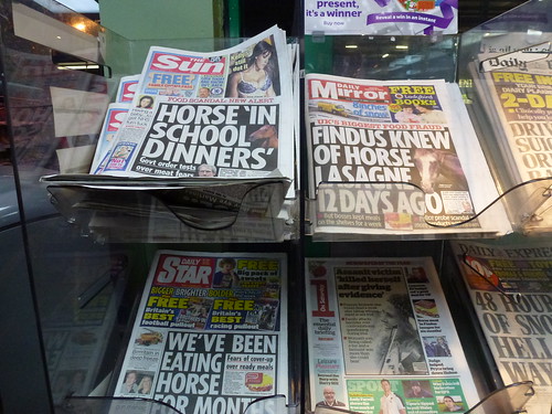 Horse meat scandal dominating the front pages