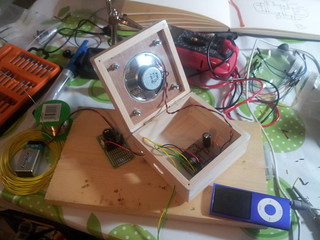 Speaker and circuit inside box