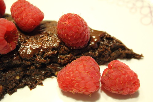 Brownie with Raspberries