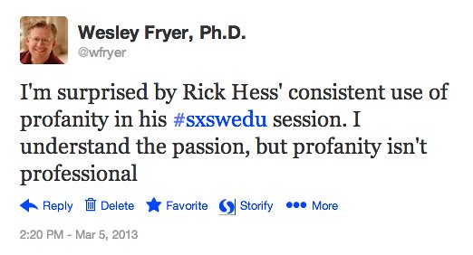 Comment on Profanity in Rick Hess' SXSWedu session