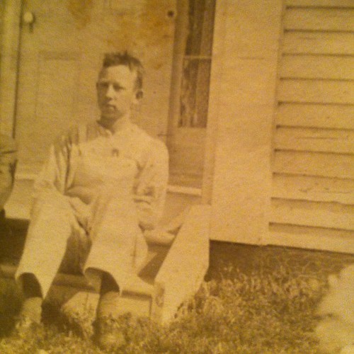 Alex's grandfather, Oscar at the front of the homestead #maine #vintagemaine