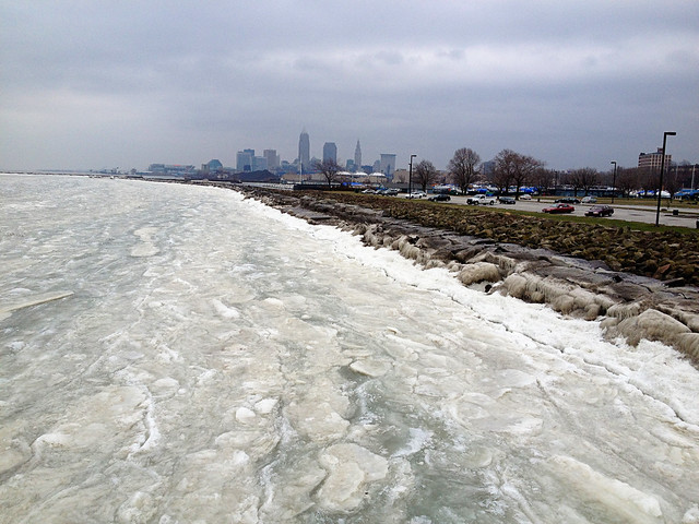 Frozen Lake Erie from Edgewater Park
