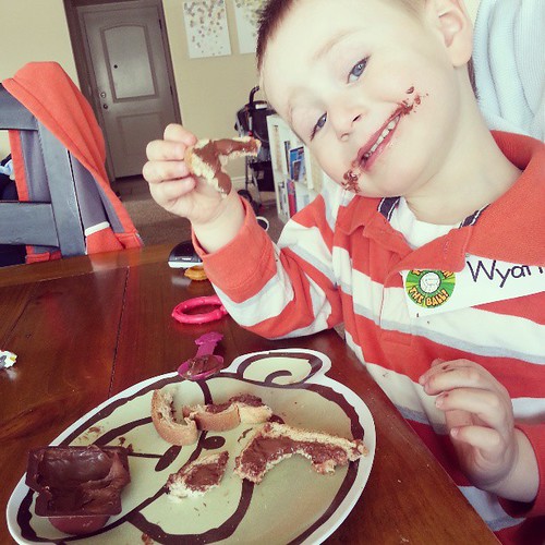A boy after my own heart.  Chocolate toast for lunch.  #nutellaislife