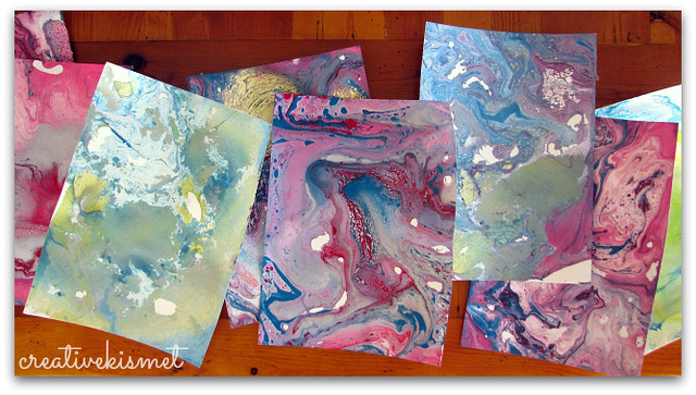marbleized paper with spray paint