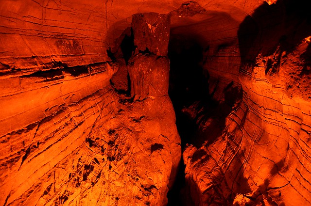 a stone pillar inside the Belum Caves