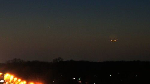 Comet PANSTARRS and New Moon (cropped detail)