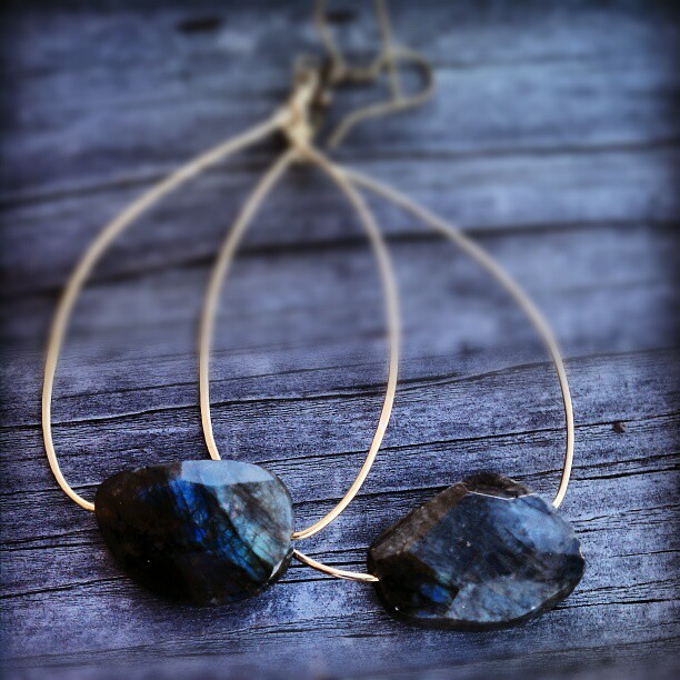 Flash of blue. #labradorite brass  hoops. #etsy #earrings #hoops #jewelry #jotd #sydneyaustindesigns
