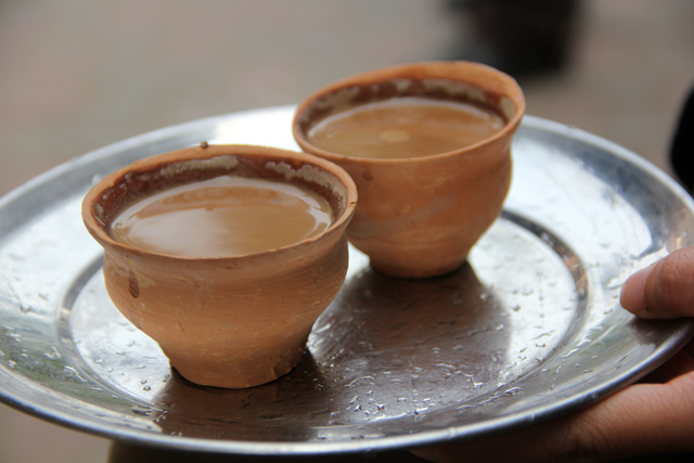 Chai in a clay cup in Kolkata, India