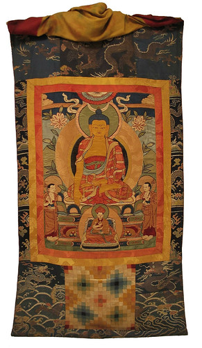 020-Bhutanese Drukpa applique Buddhist lineage thonka with Shakyamuni Buddha in center, 19th century, Ruben Museum of Art