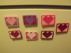 Plastic Canvas Heart Magnets