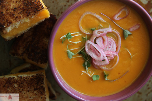 Sweet Potato, Carrot and Cheddar Soup