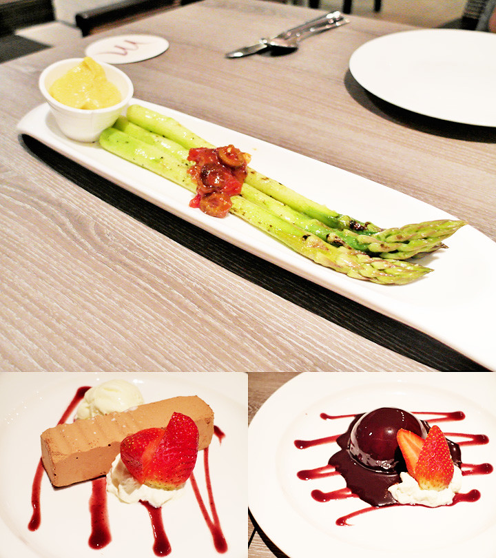 asparagus and dessert breeze bistro bar at grand mercure roxy hotel