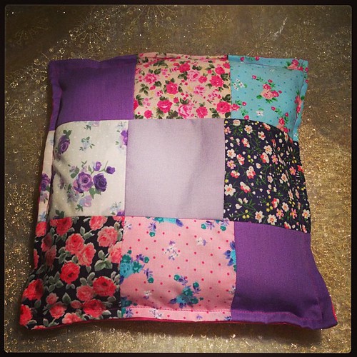 Amelie's first patchwork cushion.