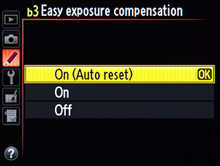 Nikon D600 easy exposure compensation menu custom setting screenshot