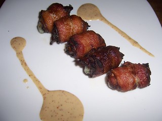 Bacon-wrapped Dates stuffed with Blue Cheese