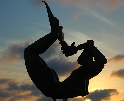 Mermaid, female figure, sculpture, clouds, sunset, South Mazatlan, Mexico by Wonderlane