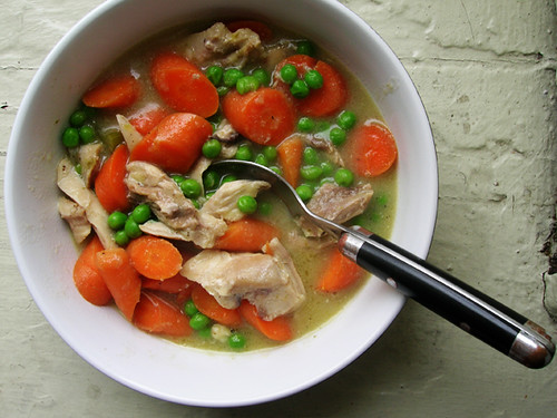 classic chicken stew with carrots and peas