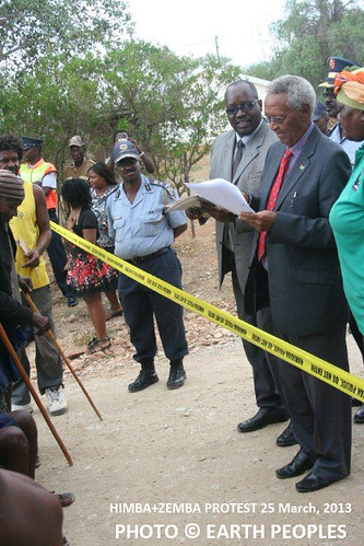 Governor of the Kunene Region Joshua/Hoebeb seems to need security tape between himself and the indigenous peoples of Namibia