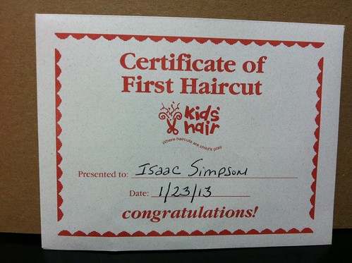 Certificate of first haircut