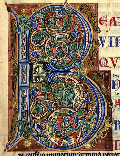 012- Inicial iluminada-17 recto-The Copenhagen Psalter- 1175-1200- Thott 143 2º-The Royal Library