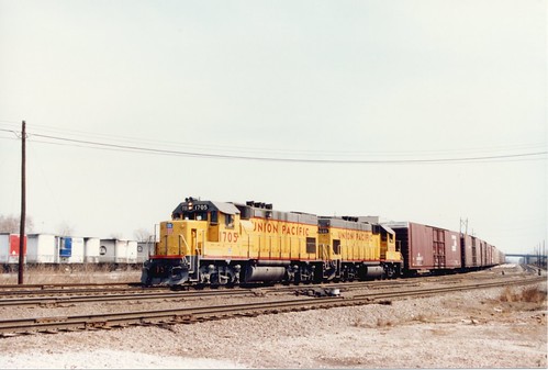 Westbound Union Pacific transfer train approaching Hayford Junction.  Chicago Illinois.  April 1987. by Eddie from Chicago