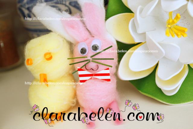 Conejo de Pascua hecho con algodón