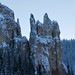 Stone peaks of Lena Pillars on the Lena River in Winter