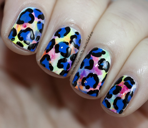Colorful Freehand Leopard Nail Art (1)