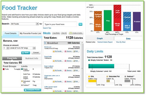 This screen shot depicts the U.S. Department of Agriculture’s SuperTracker application on Jan. 11, 2013. The application allows users to track the foods they eat and compare it to their nutrition targets.