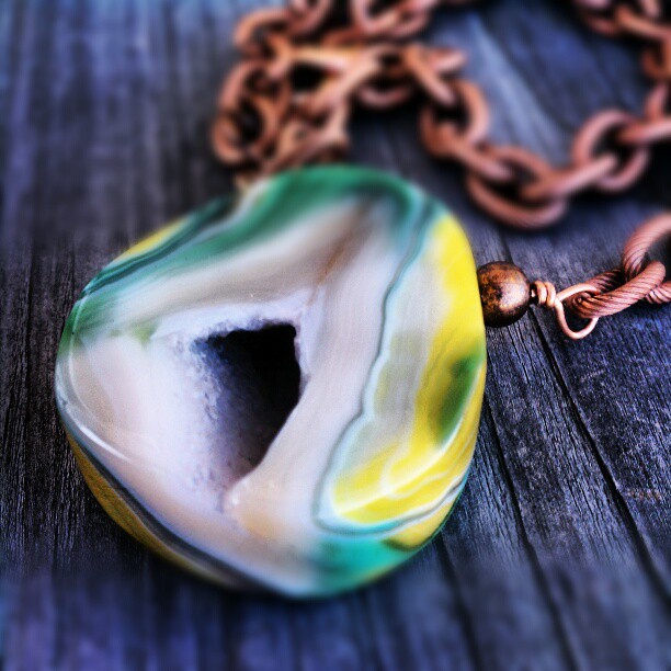 Chunky geode pendant on copper chain. #necklace #druzy #geode #chain #etsy #jewelry #sydneyaustindesigns
