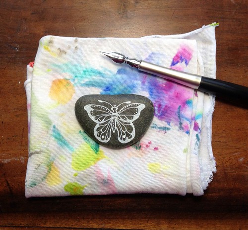 Butterfly Painted Pebble by MagaMerlina