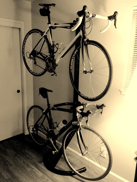 Stacking bikes indoor