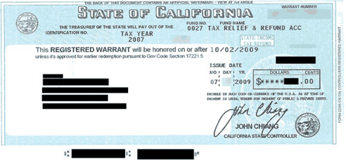 California 2009 Treasury Warrant