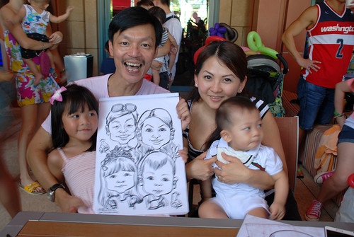 caricature live sketching for Mark Lee's daughter birthday party - 9