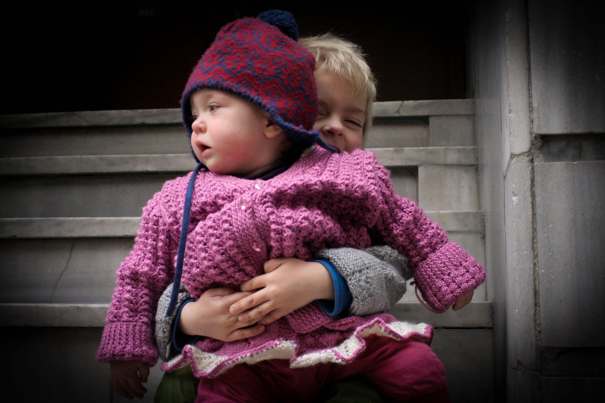 Anton and Neve in new knitwear.