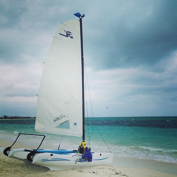 Sailboat on beach Turks and Caicos