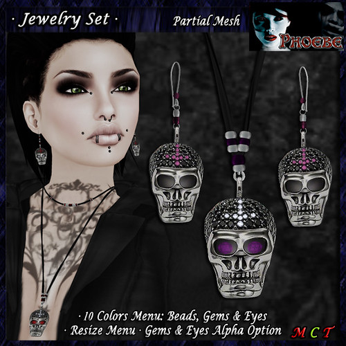 P Jeweled Skull Set ~Bead-Gem Colors~ (P-MESH)