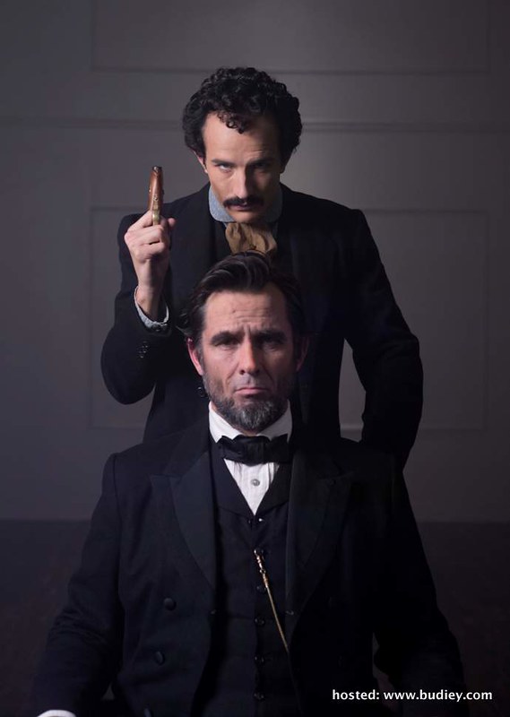Billy Campbell and Jesse Johnson (standing) in character as Abraham Lincoln and John Wilkes Booth
