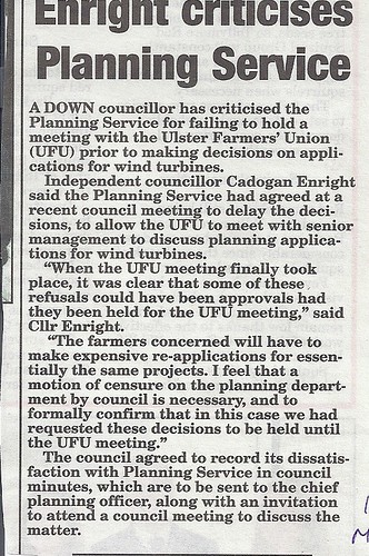 Planning office refuses to meet Ulster Farmers Union and fails to hold the disputed planning decisions until meeting with UFU is made