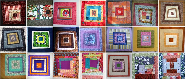21 Free Form Log Cabin Blocks from the My Favorite Block Quilt Along