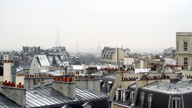Paris snowy rooftop