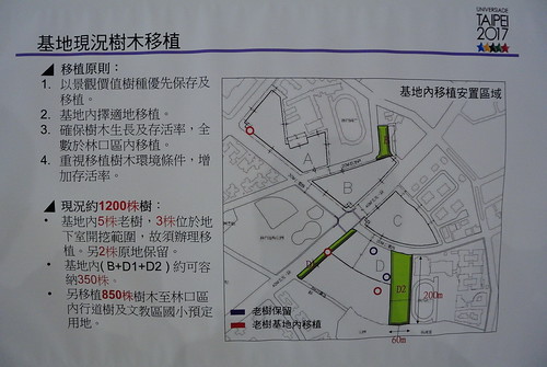   台北市政府簡報之二：基地現樹木移植圖。